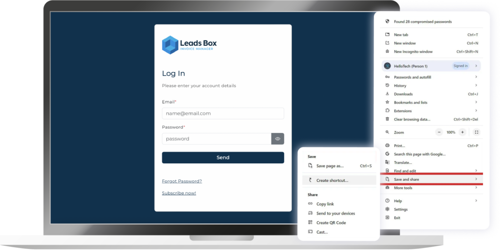 Log in with Google Chrome